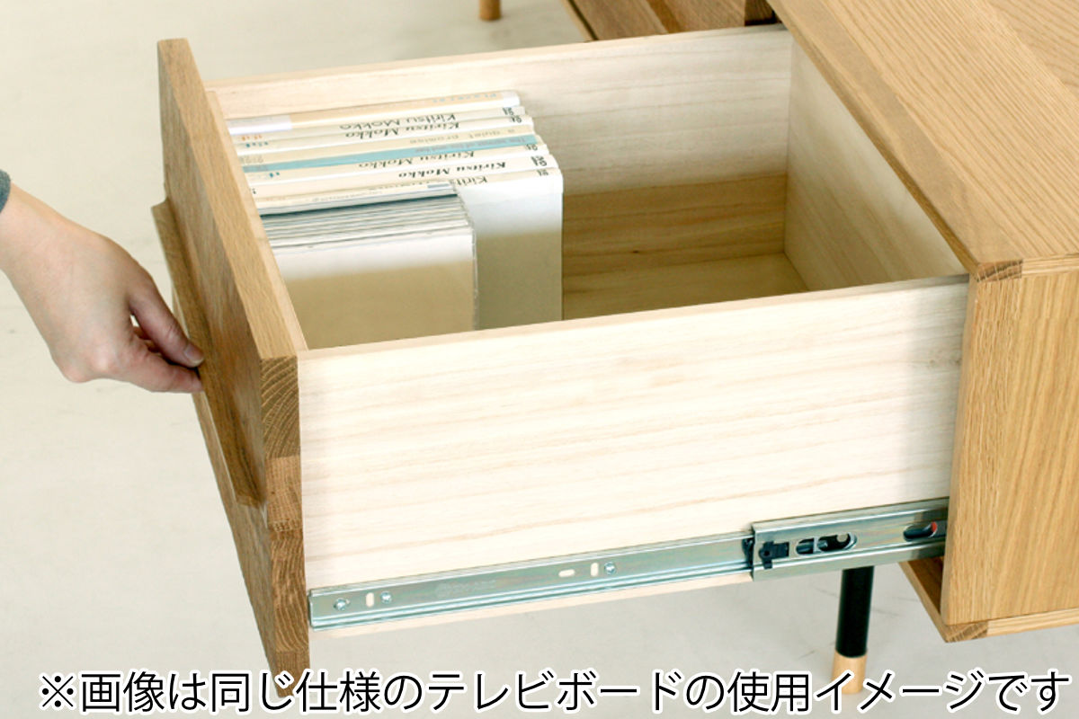 起立木工 サイドチェスト 3段 ヴィンテージ調 オーク無垢材 鋸目