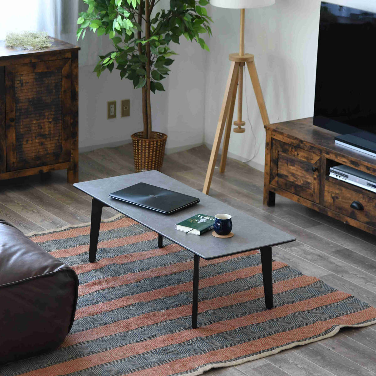 センターテーブル 幅120cm セラミック天板 サーブルツー （ 石目調