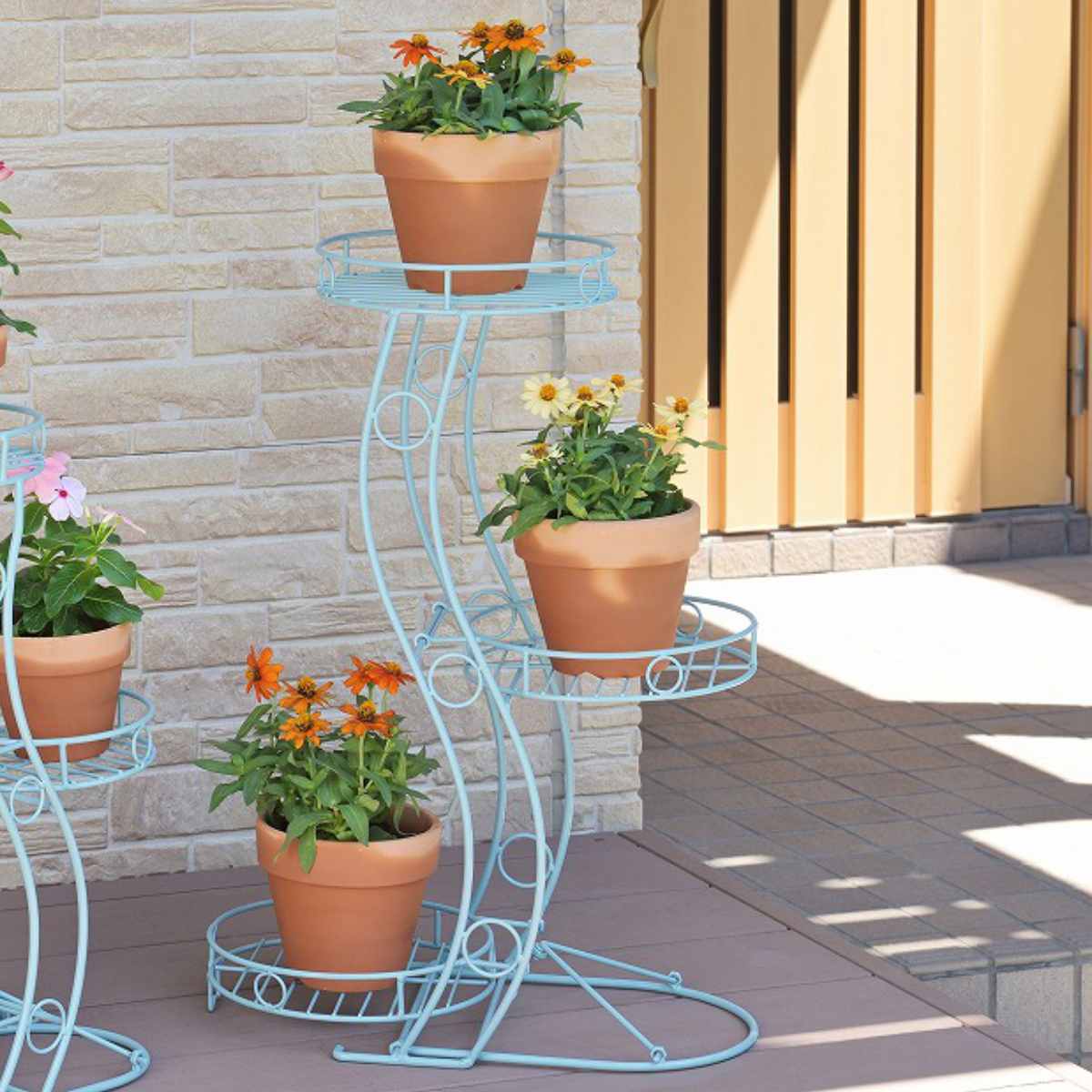 フラワースタンド 心春 S型 折りたたみ フラワーラック L ブルー