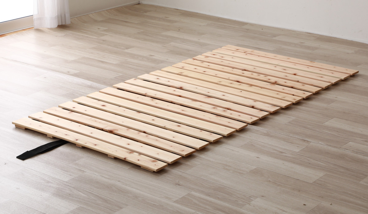 ロールすのこ ひのき シングル 簡単収納 天然木 日本製 （ 国産ひのき