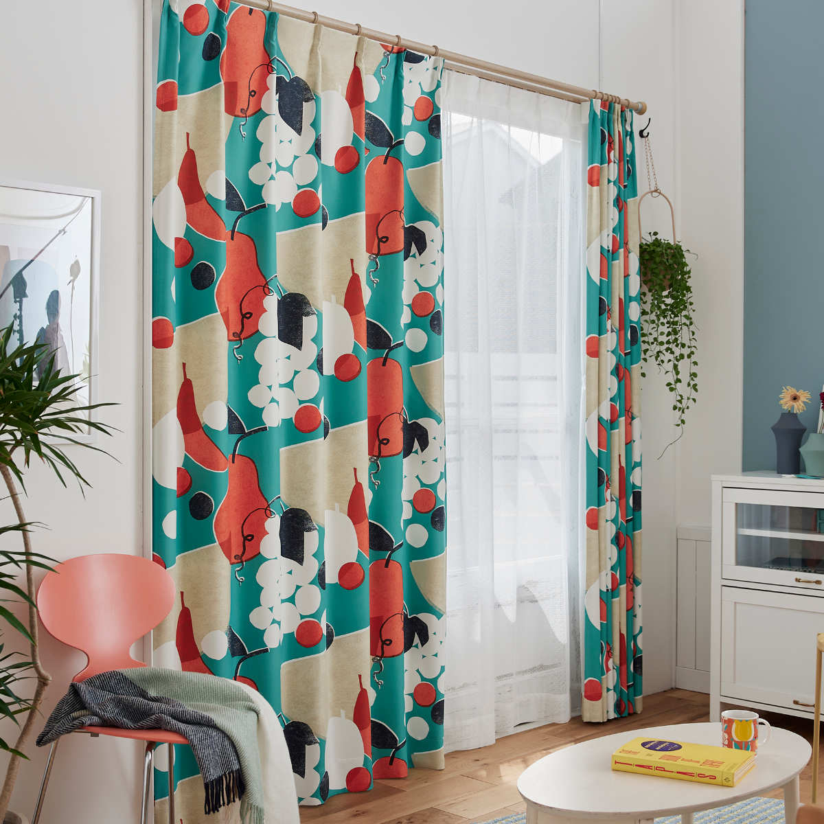 スミノエ カーテン 遮光2級 フルーツフルーツ 100×135cm ドレープ