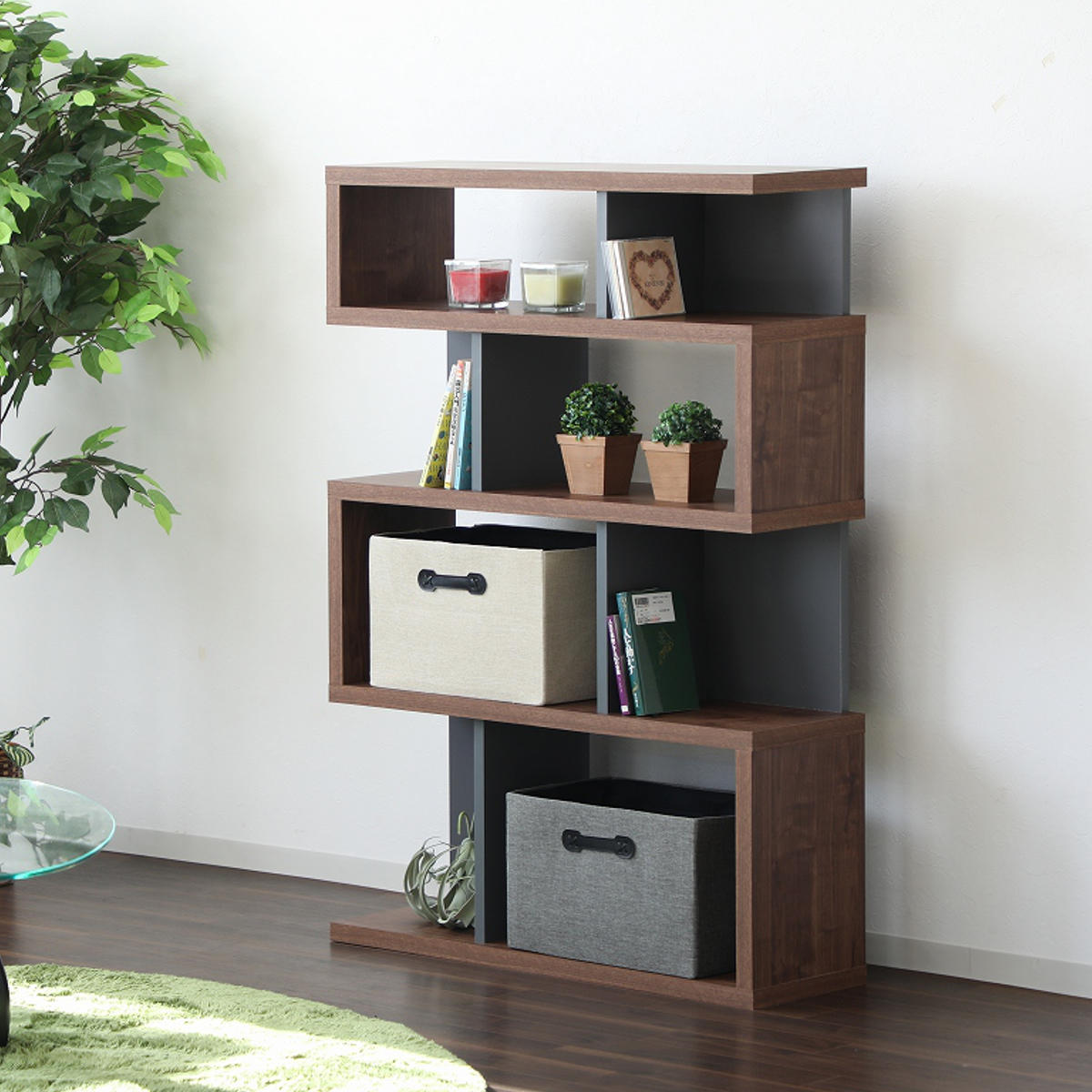 ジグザグラック 4段 オープンラック 日本製 幅88cm （ ラック 棚 S字