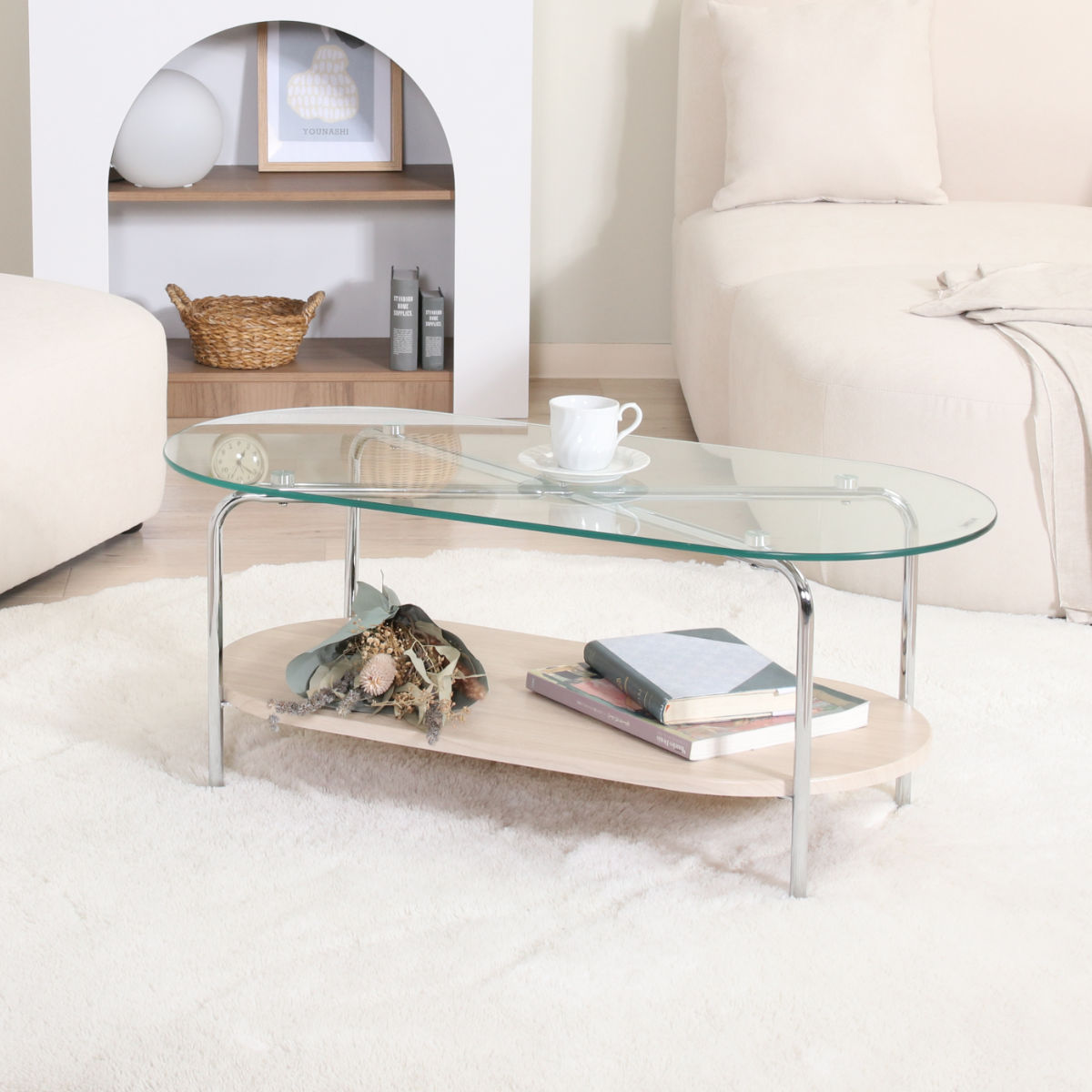 不二貿易（Fuji Boeki） センターテーブル ガラス 幅90cm Chamill