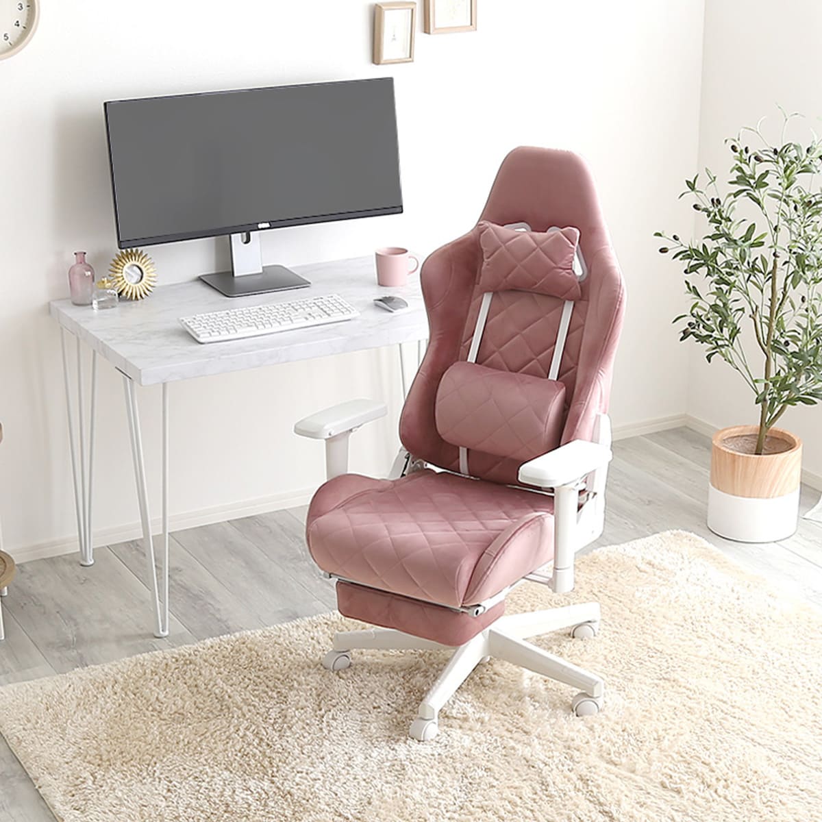 ホームテイスト（HOME taste） 大人かわいいゲーミングチェア 座面高44