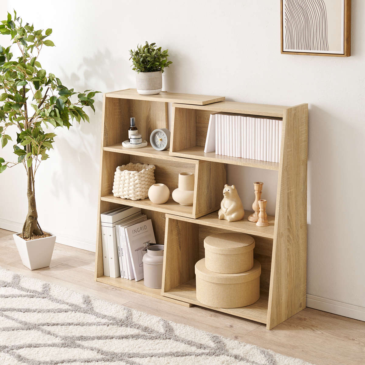 HAGiHARA（萩原） 伸縮スライドラック 幅60〜100cm 角度調整可能 木目