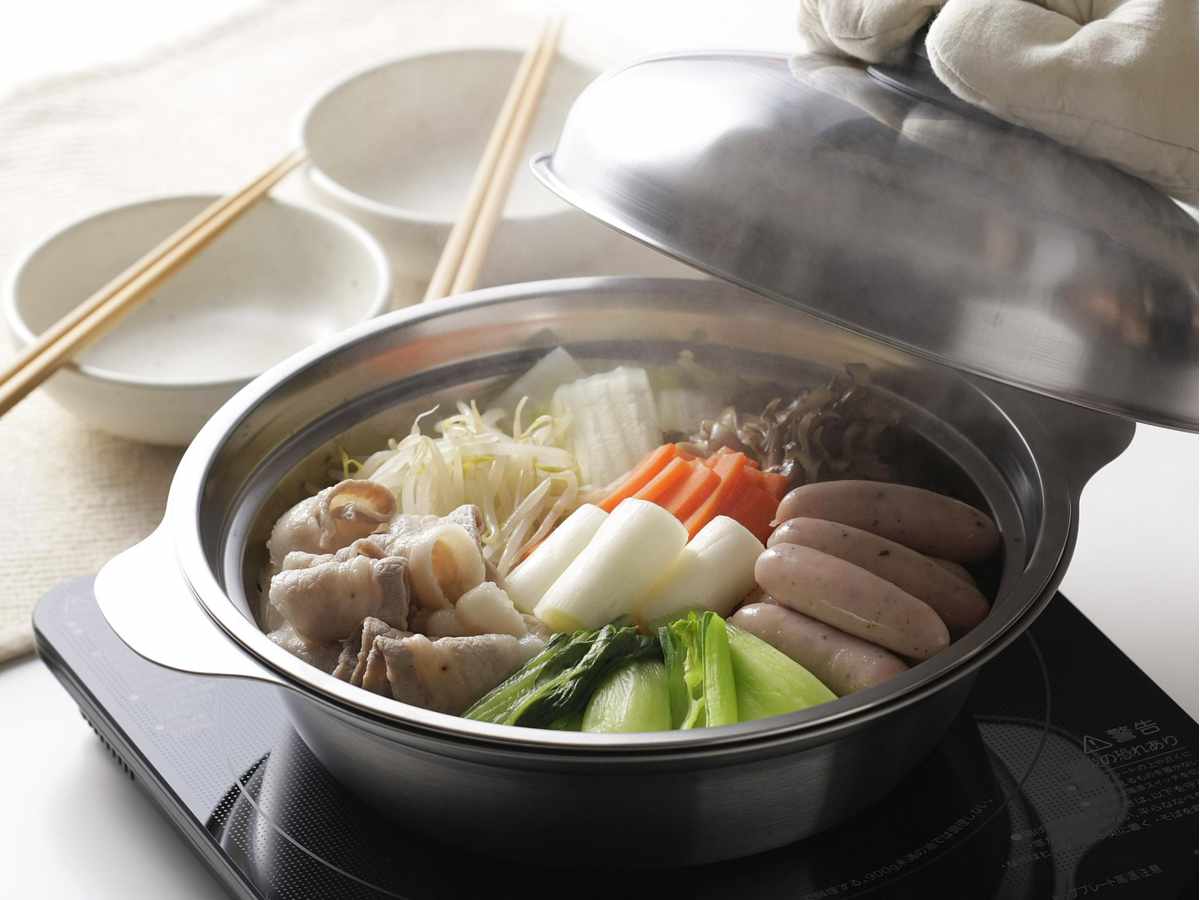 下村企販 卓上鍋 24cm IH対応 ステンレス製 日本製 （ ガス火対応