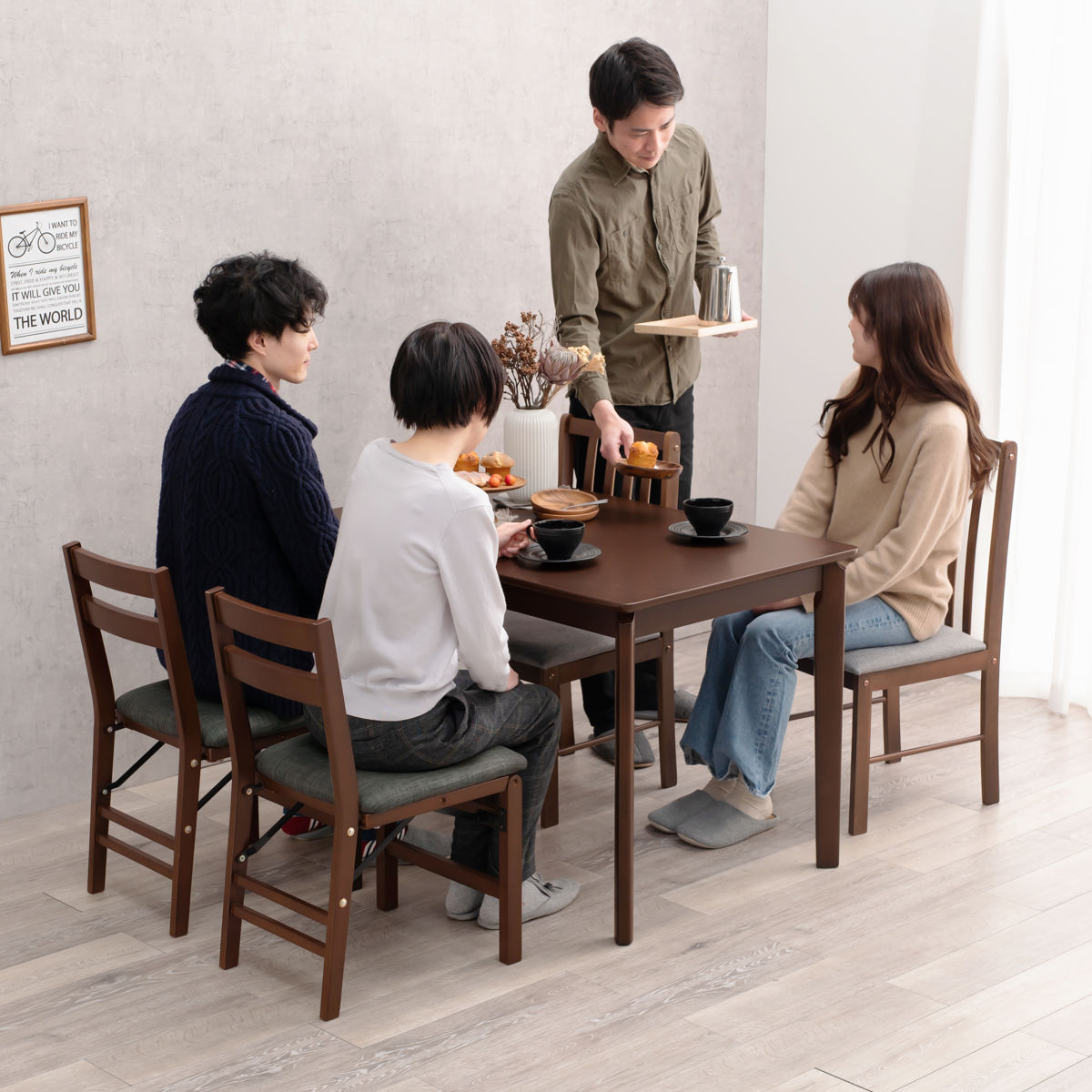 ダイニングチェア 折りたたみ 同色2脚セット 座面高43.5cm （ 座面