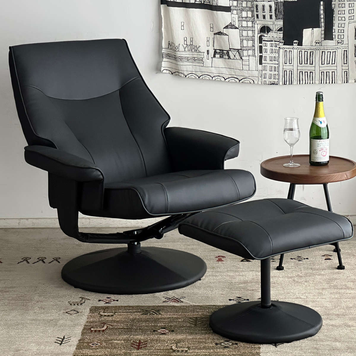 東馬（Tohma） ソファ 1人掛け 幅76cm オットマン付 パーソナルチェア