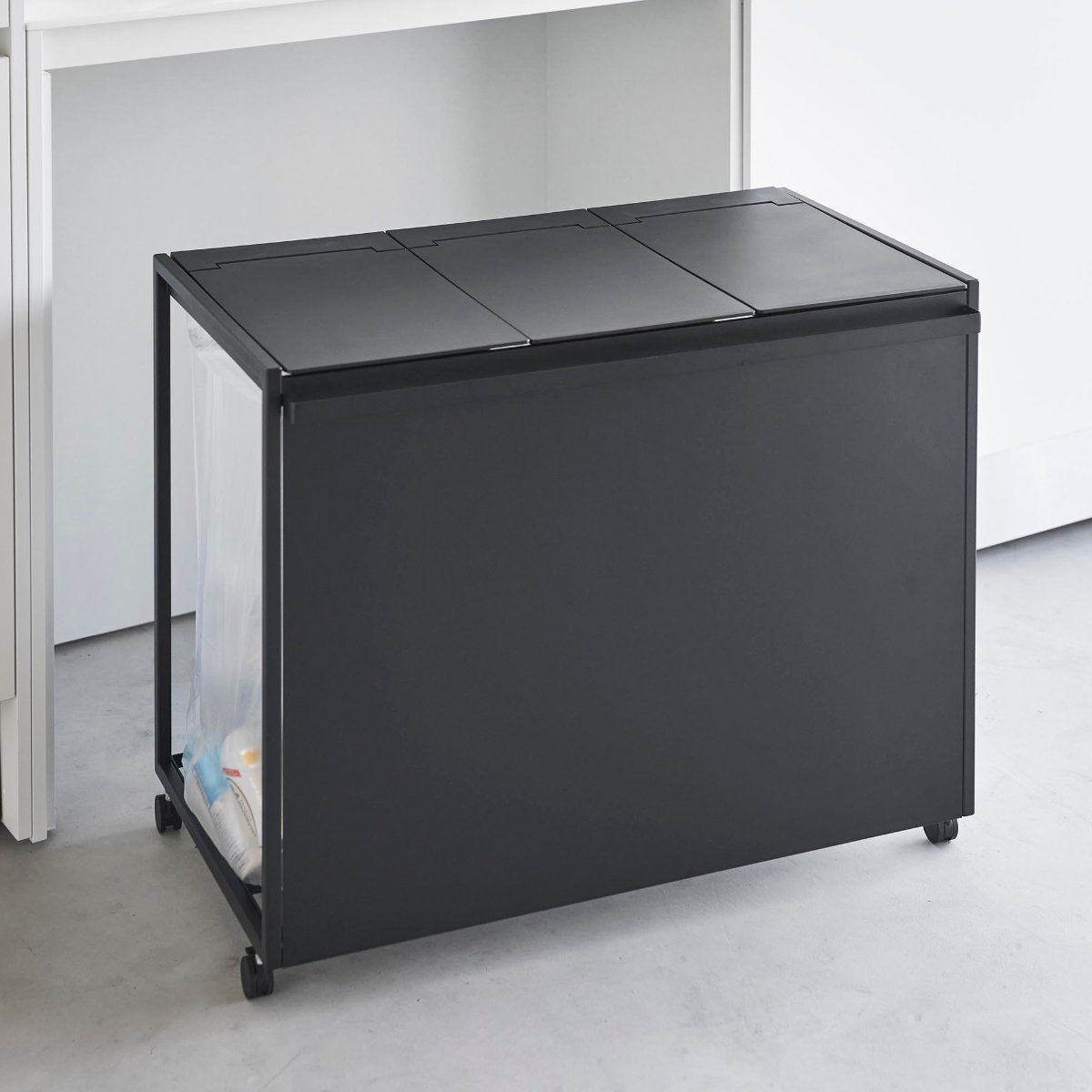 tower 山崎実業 蓋付き目隠し分別ダストワゴン タワー 45L 3分別