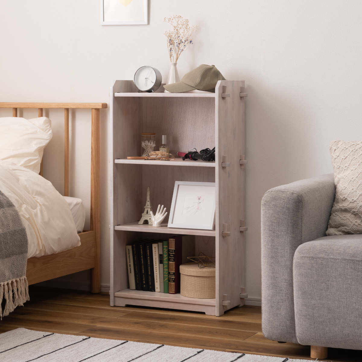 東谷 本棚 コンパクト 幅56cm 3段 天然木 簡単組立 （ ラック 工具不要