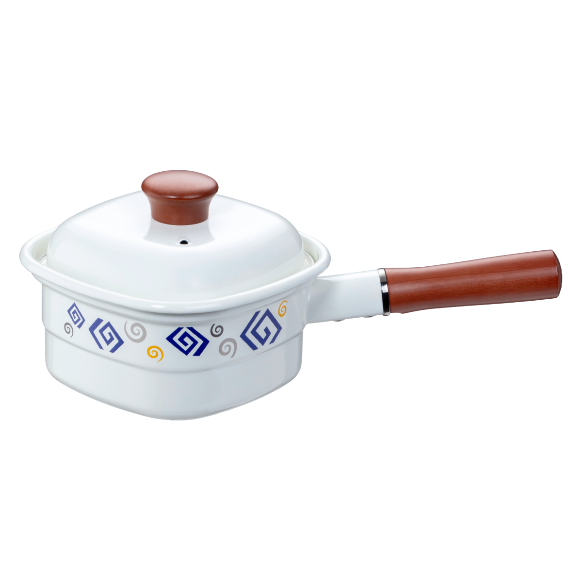 高木金属工業 角型片手鍋 14cm IH対応 ホーロー製 四角いお鍋 麺ごこち