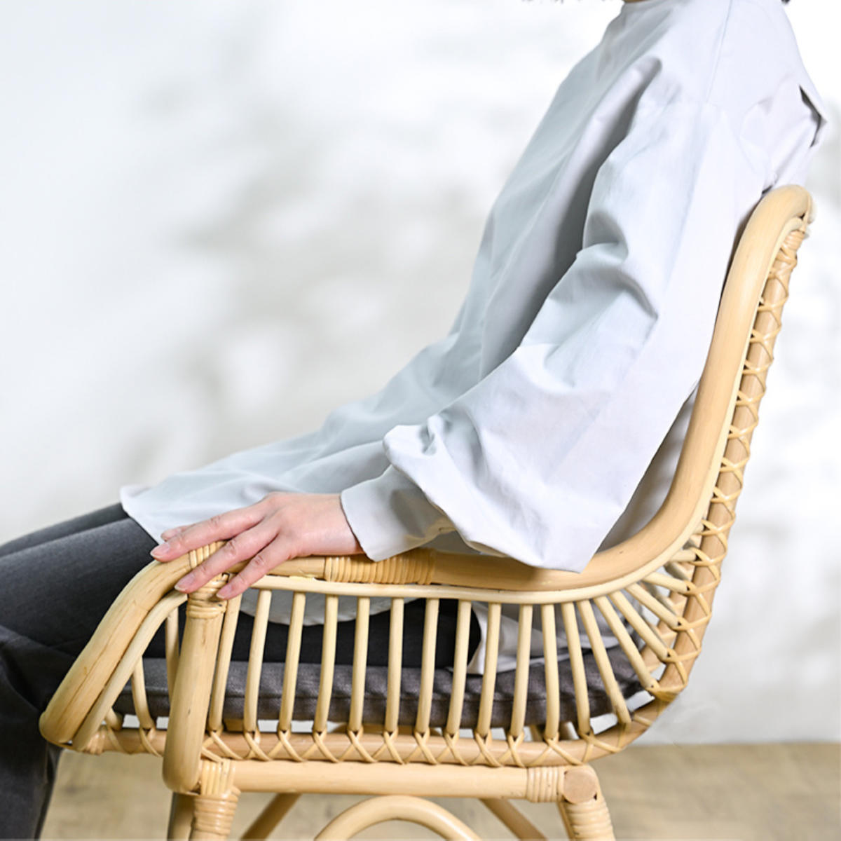 ダイニングチェア ラタン 座面高45cm クッション付 Breeze （ ラタン