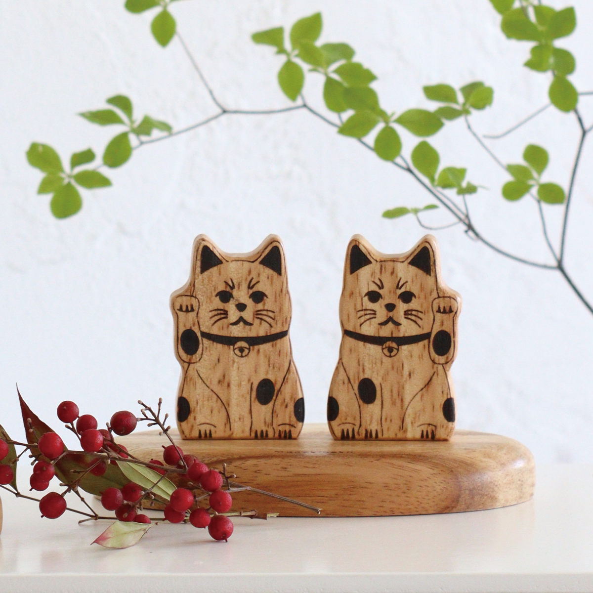 Creer オブジェ ナインマーケ ウッドオブジェ だるま 招き猫 （ 置き物