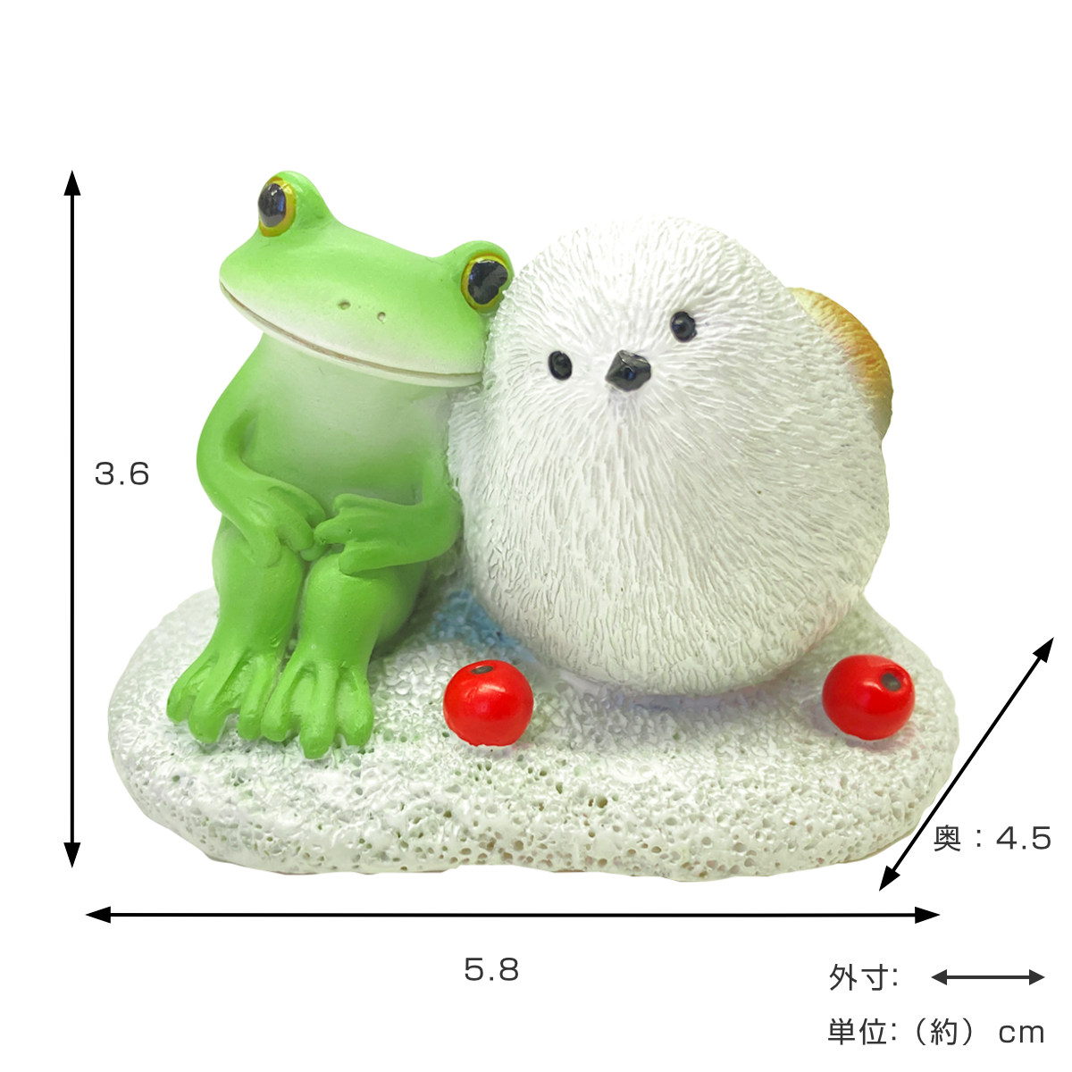 コポー シマエナガと一緒 カエル 置物 （ Copeau 置き物 コポタロウ