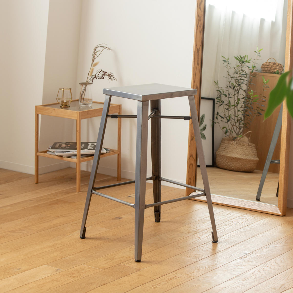 岩附 カウンターチェア 座面高70cm ハイチェア アイアン （ スチール