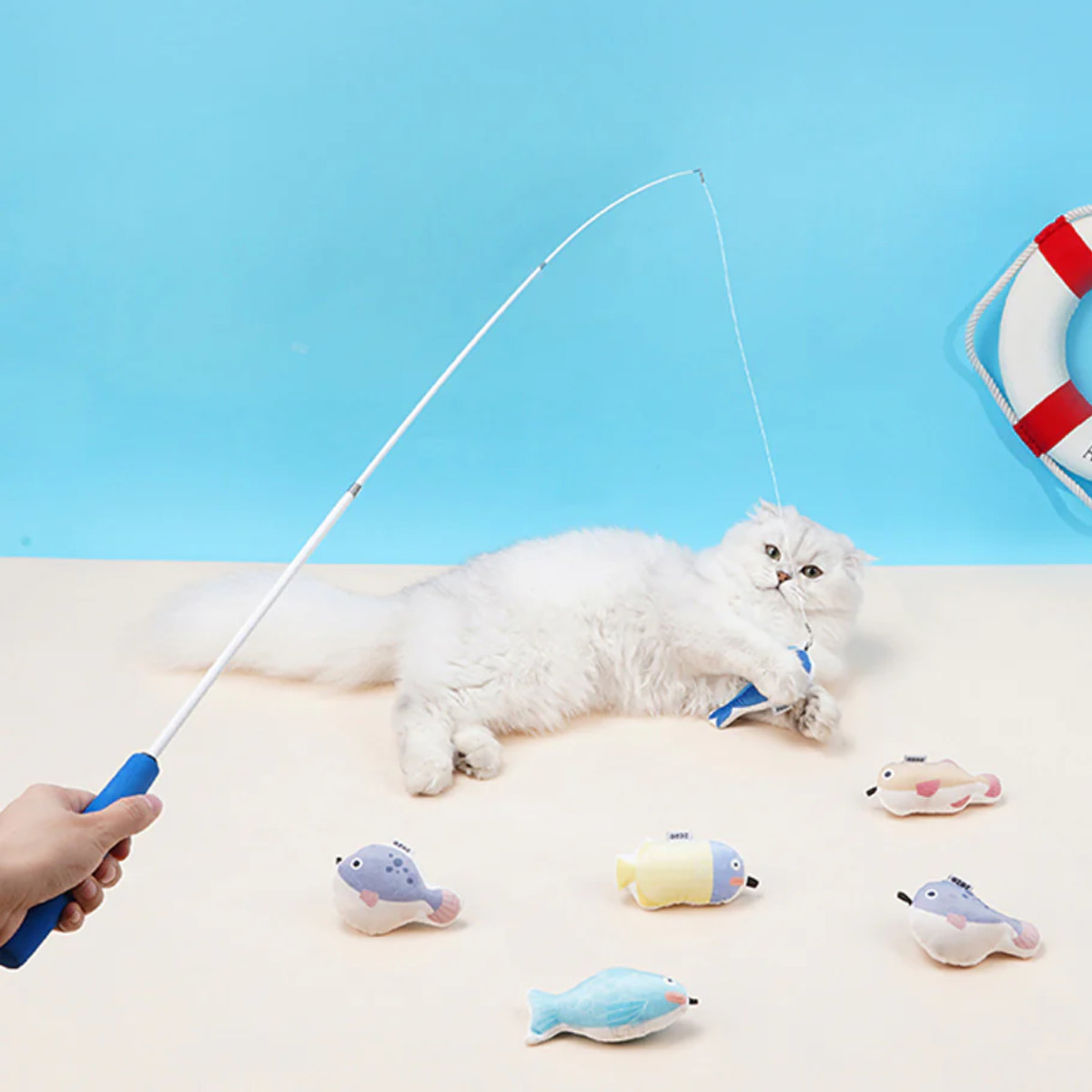 magnet 猫じゃらし 魚 Fishing Retractable Cat PlayingRod ZEZE