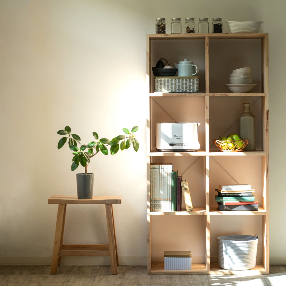 オープンシェルフ 2×4 幅73cm ラバーウッド 無垢材 （ シェルフ