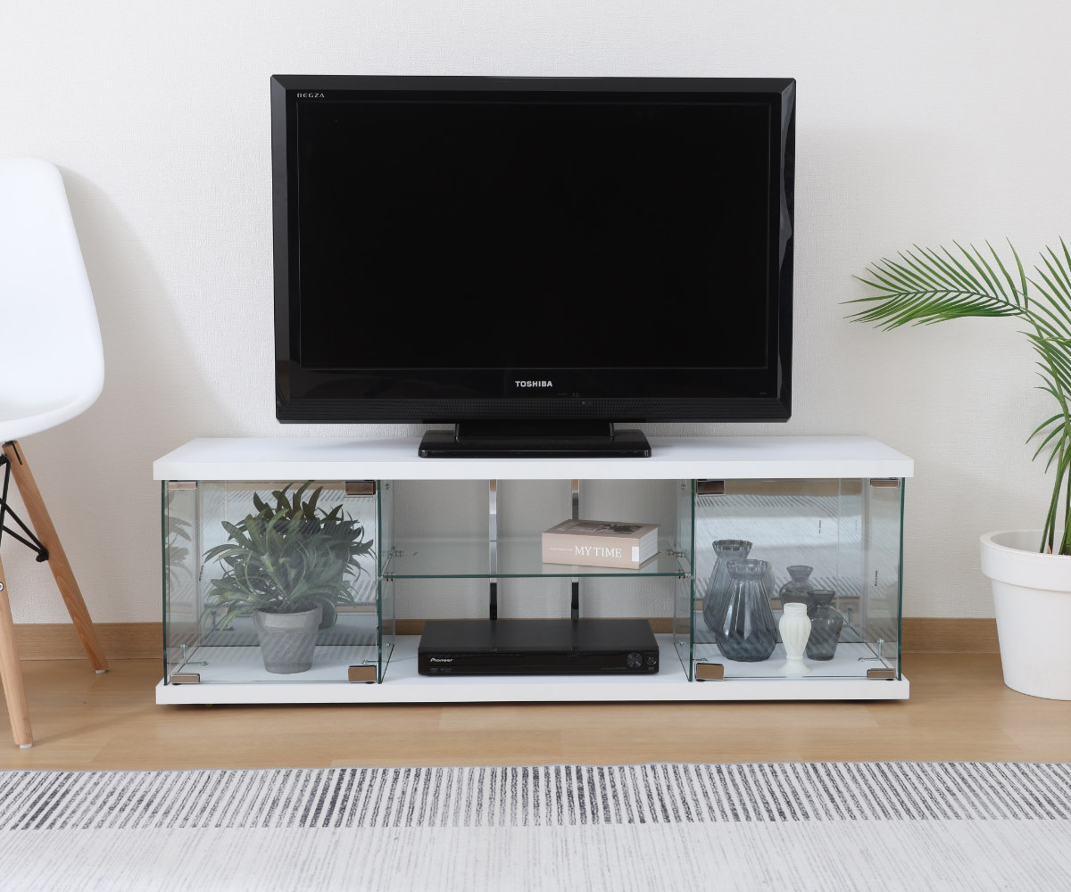 不二貿易（Fuji Boeki） テレビ台 幅110cm ガラスコレクションケース