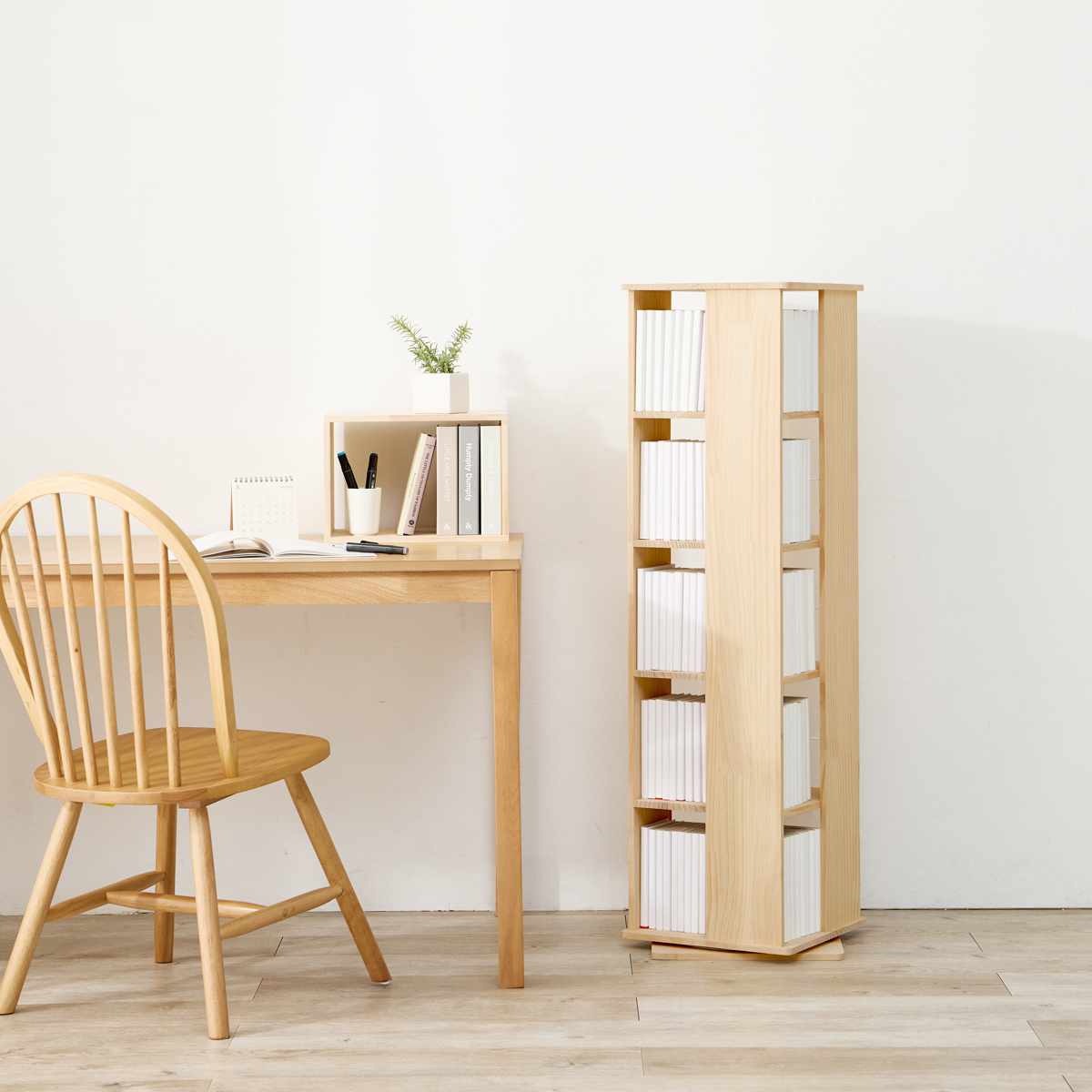 回転式 コミックラック 5段 幅46.5cm 完成品 パイン材 （ 本棚 ラック