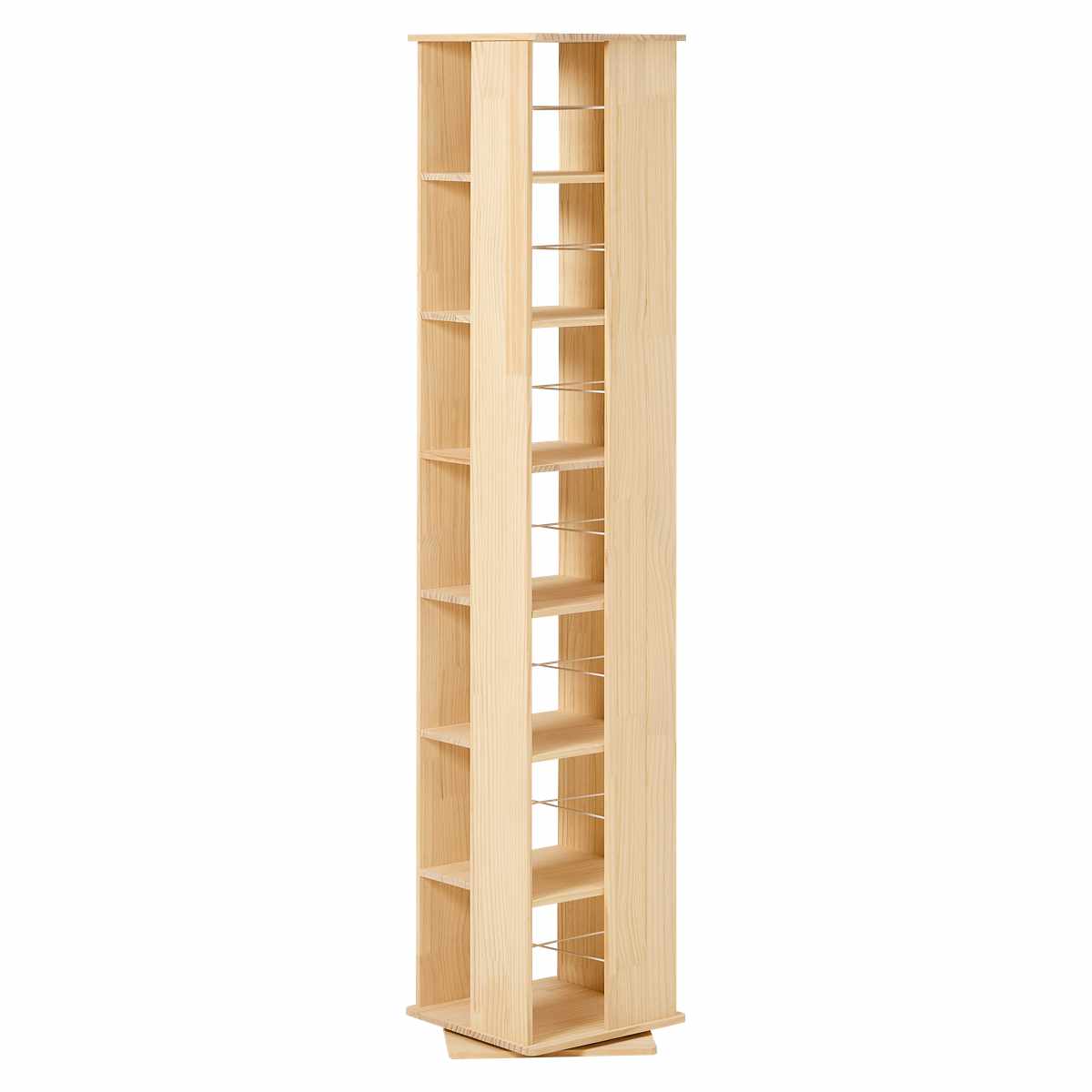 無塗装パイン材の回転式ブックラック 7段タイプ 完成品 [8164] 無塗装