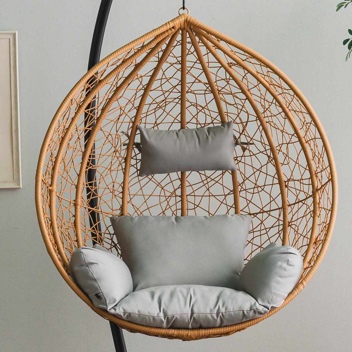 ハンギングチェア 1人用 ラタン調 マーレ （ エッグチェア 吊り下げ式