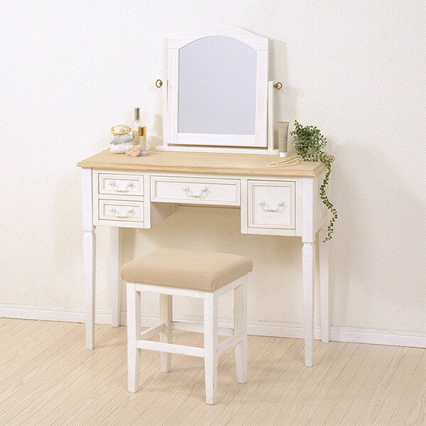 ホワイトドレッサー・鏡台 訳あり品 写真をご確認 108-80-02デスクのみ