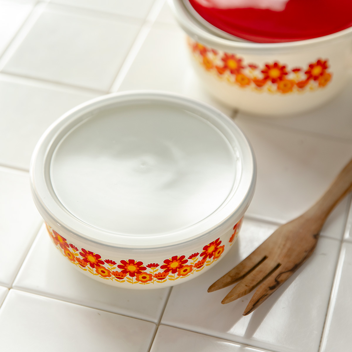 富士ホーロー 保存容器 800ml メモリーズ 14cm 丸型容器 サンフラワー