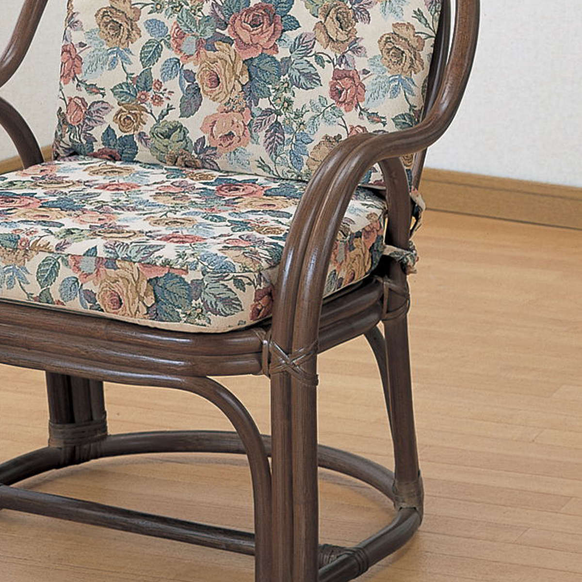 今枝商店 籐 アームチェア ジャガードクッション 座面高35cm （ 椅子