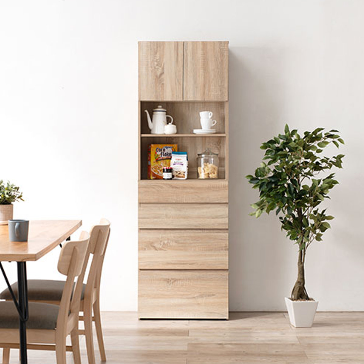 HAGiHARA（萩原） 壁面収納 キャビネット オープン棚付 幅59cm （ 収納