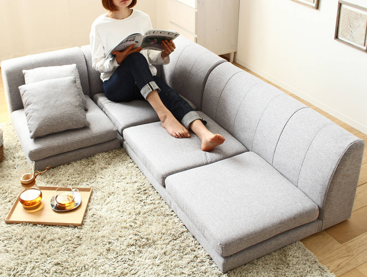 岩附 フロアソファ 3点セット L字 コーナー （ ソファー ロータイプ