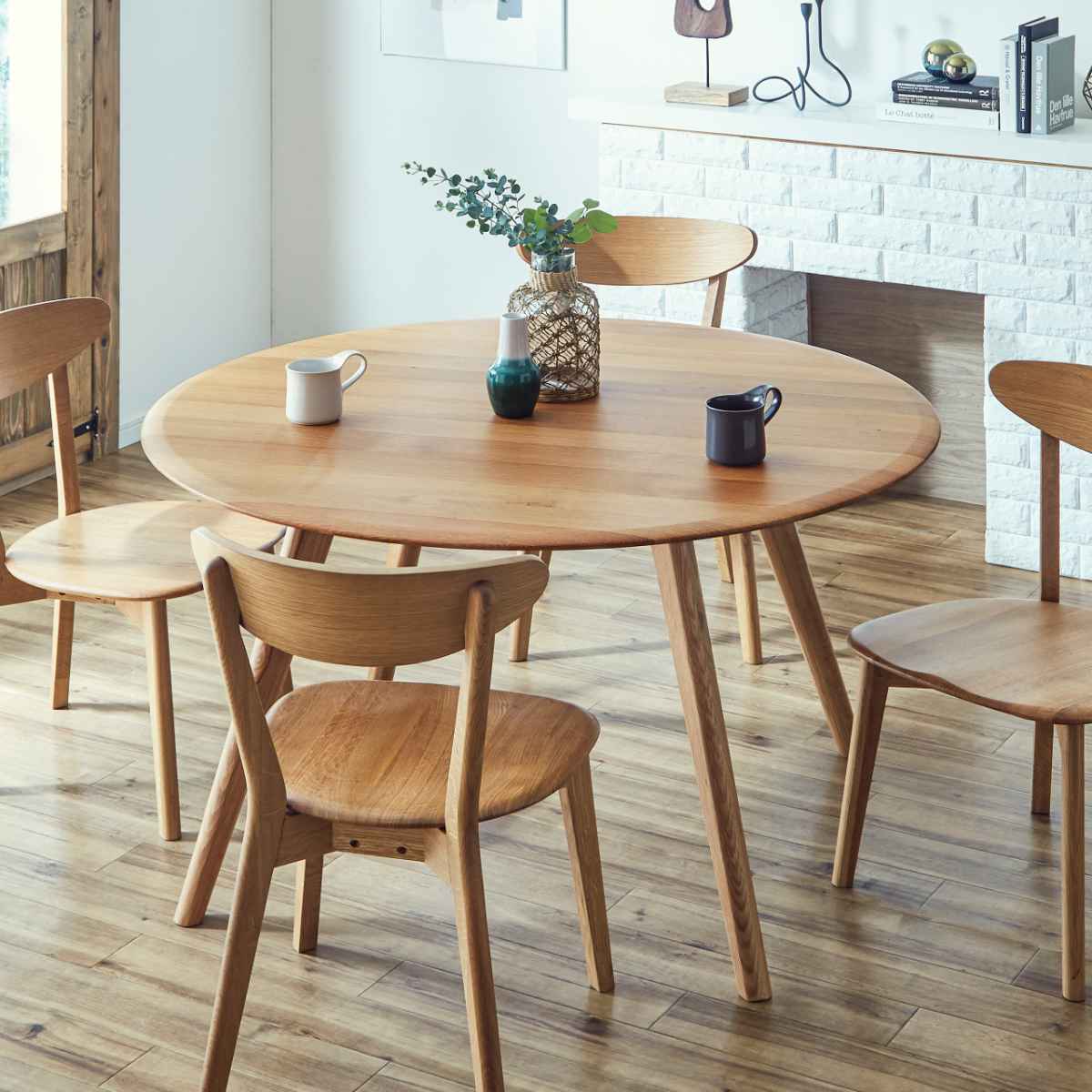 ダイニングテーブル 幅120cm ナチュラル 木製 円形 （ 開梱設置 4人