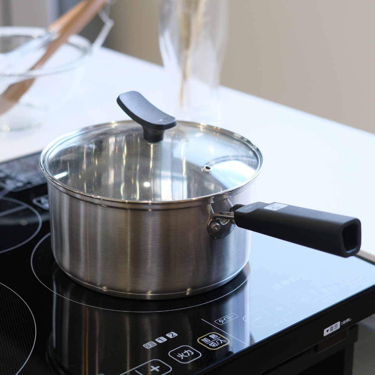 パール金属 片手鍋 18cm IH対応 チーノ ステンレス製 3層底 ガラス蓋