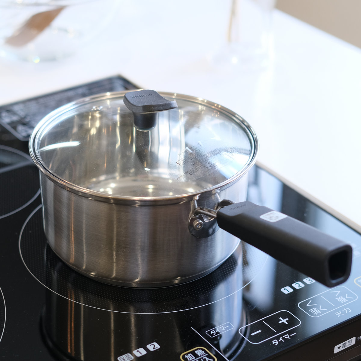 パール金属 片手鍋 14cm IH対応 チーノ ステンレス製 3層底 ガラス蓋