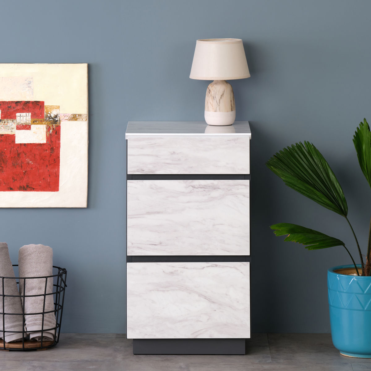 一生紀（ISSEIKI） チェスト 3段 大理石調 スタイリッシュデザイン 幅
