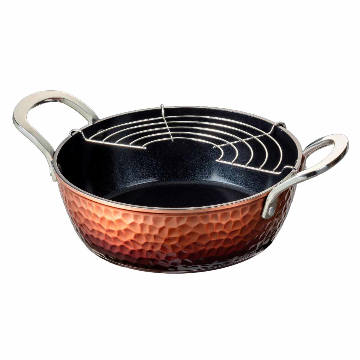 谷口金属工業 天ぷら鍋 22cm IH対応 槌目鍛造天ぷら鍋 （ ガス火対応