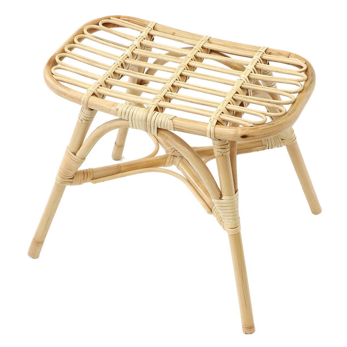 ミニベンチスツール ラタン 高さ41cm 天然素材 （ 籐 スツール ベンチ