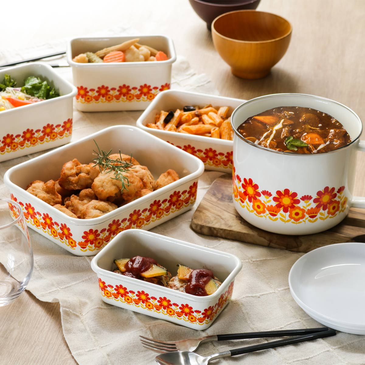 Honey Ware 保存容器 1.6L メモリーズ 14cmストックポット （ ホーロー