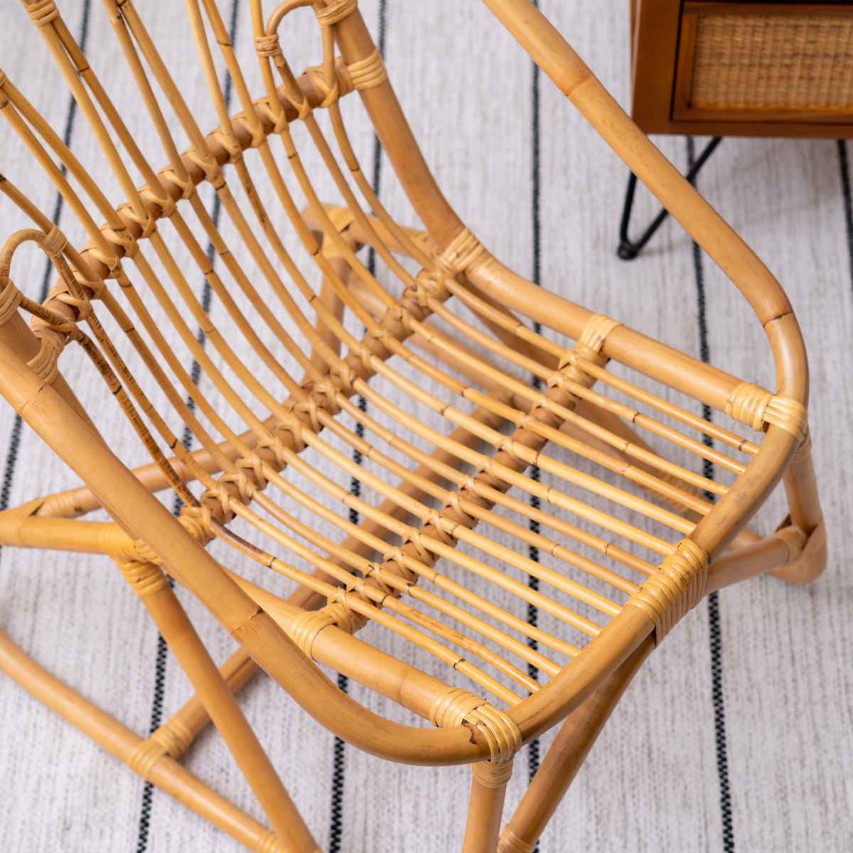 東谷 籐 ラタンチェア 軽量 座面高35cm 完成品 （ ラタン チェア 椅子