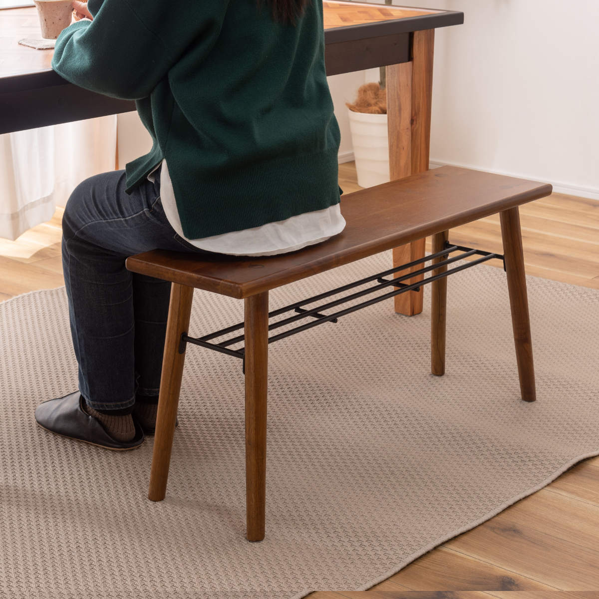 東谷 ベンチ 幅95cm 玄関 天然木 （ ダイニングベンチ 椅子 いす