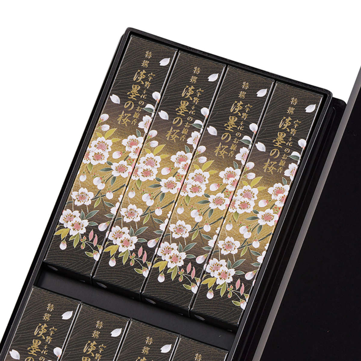 日本香堂 線香 特撰淡墨の桜 塗箱8箱入 贈答用 ギフト （ お線香 宇野
