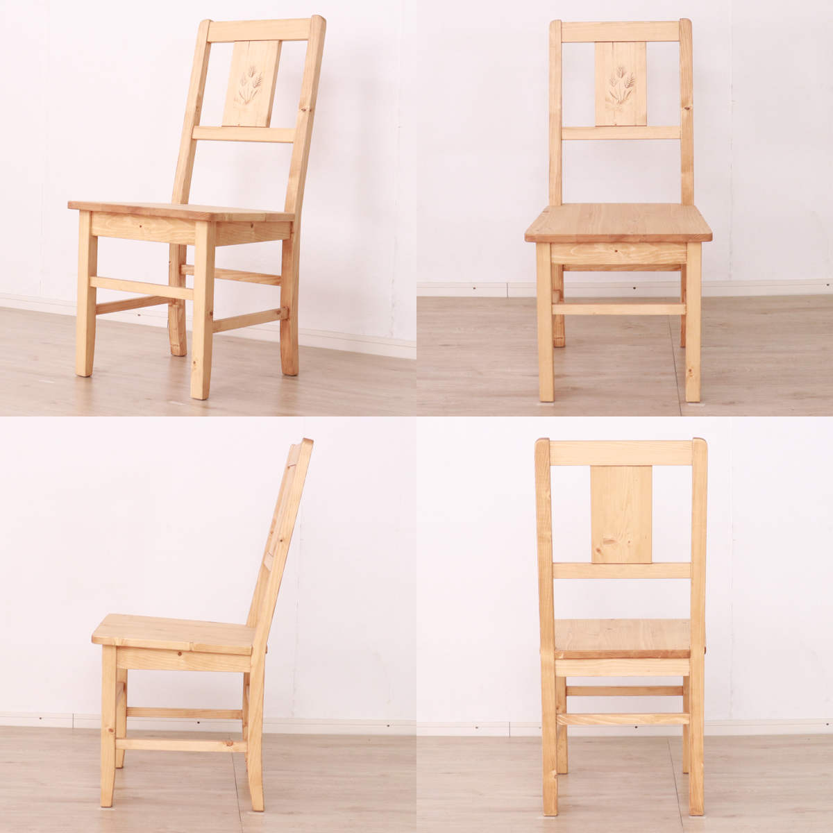 ダイニングチェア 2脚セット 座面高42cm 天然木 カントリー調