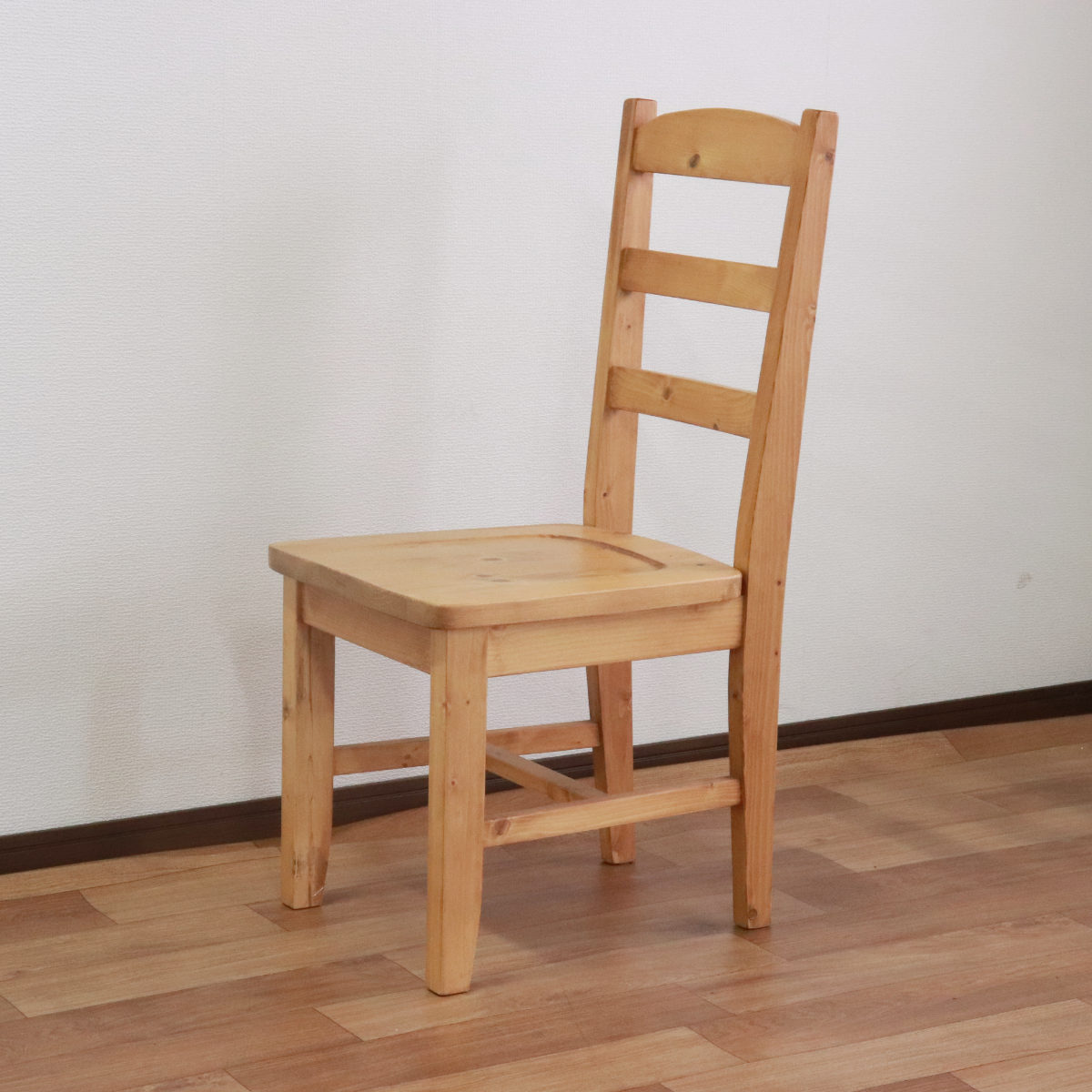 ダイニングチェア 2脚セット 天然木 カントリー調 座面高43cm （ 無垢