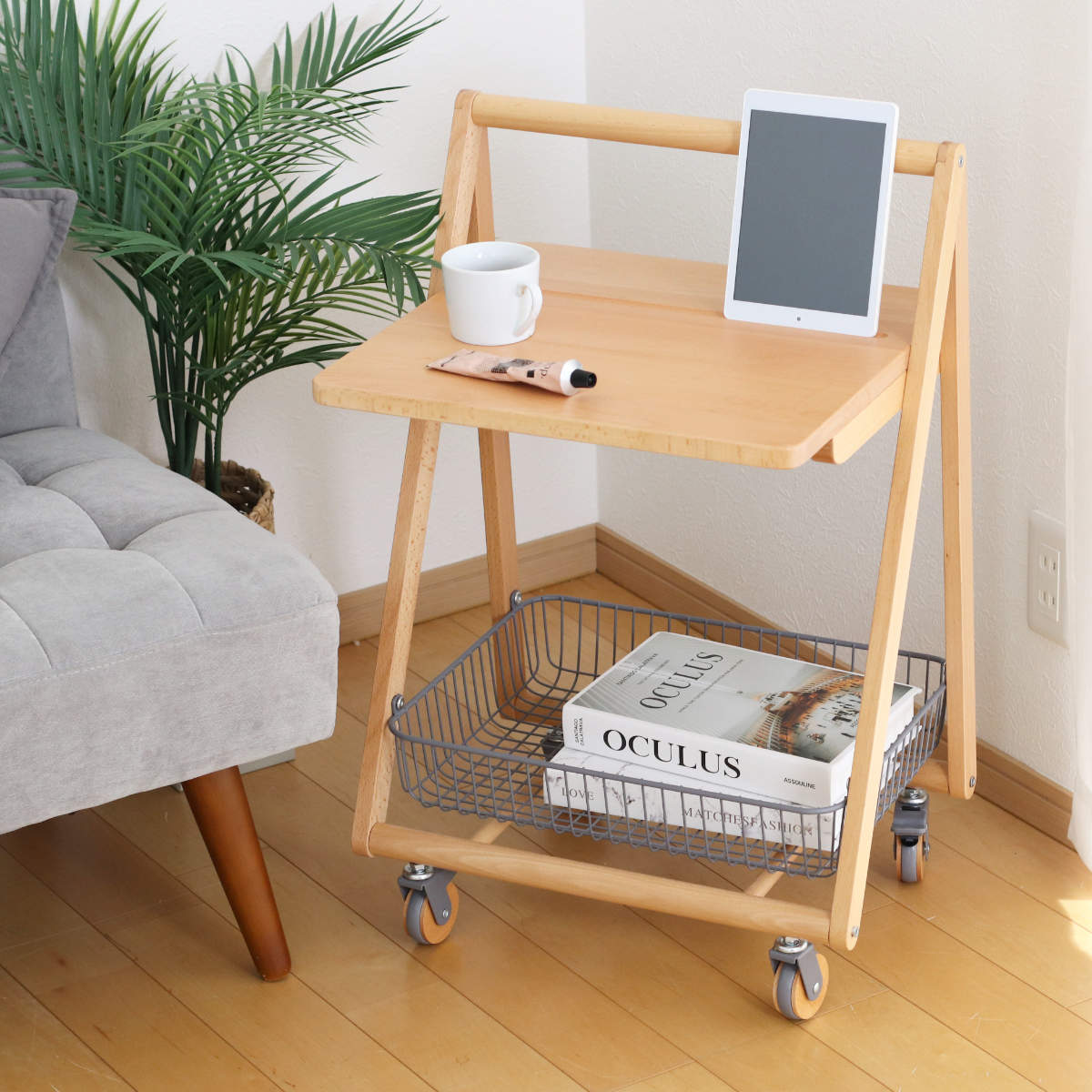 弘益 サイドテーブル キャスター付 テーブルワゴン 高さ70cm リヴ