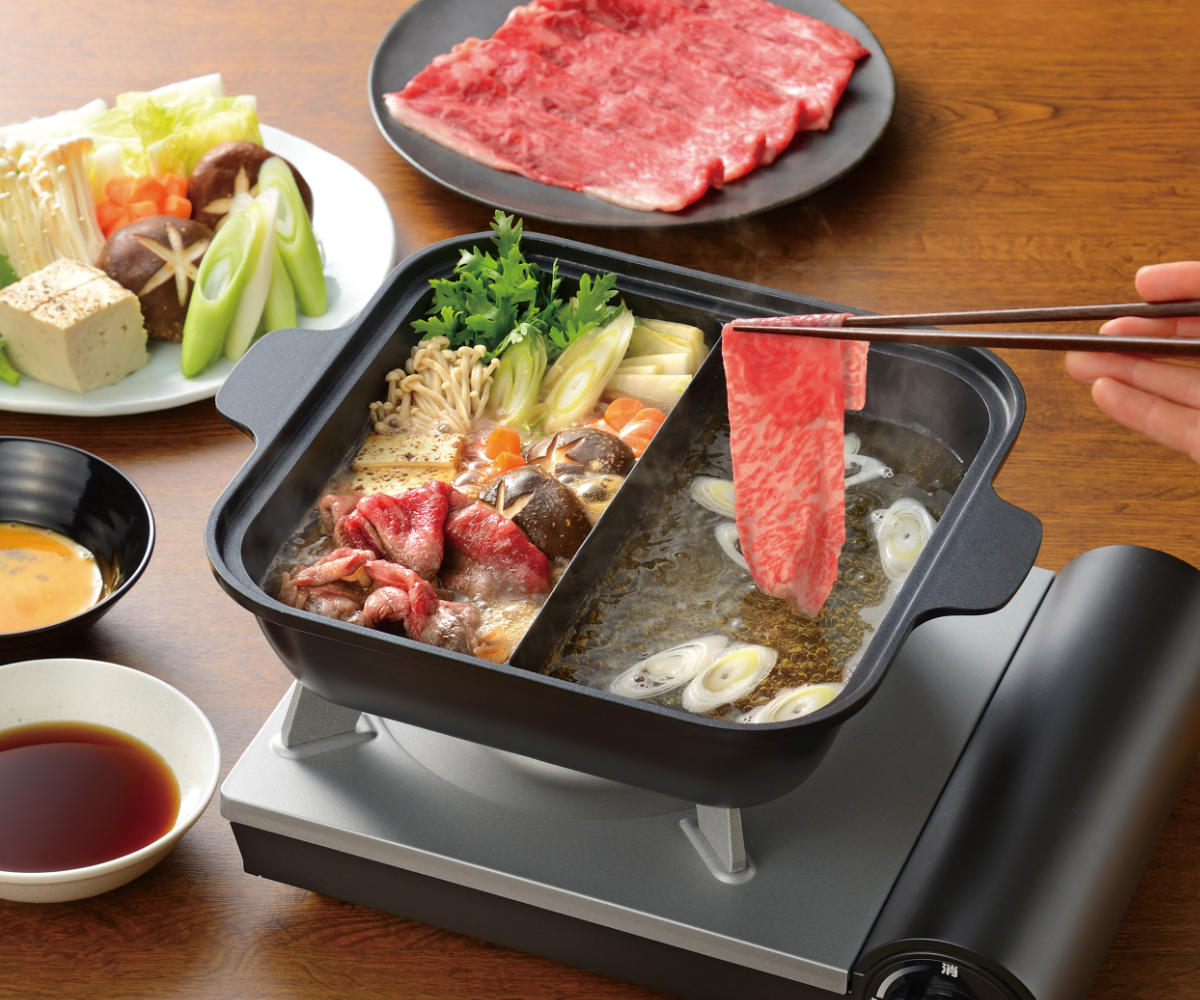 和平フレイズ 卓上鍋 24cm 角型 仕切り付き スキップタイム 二食鍋