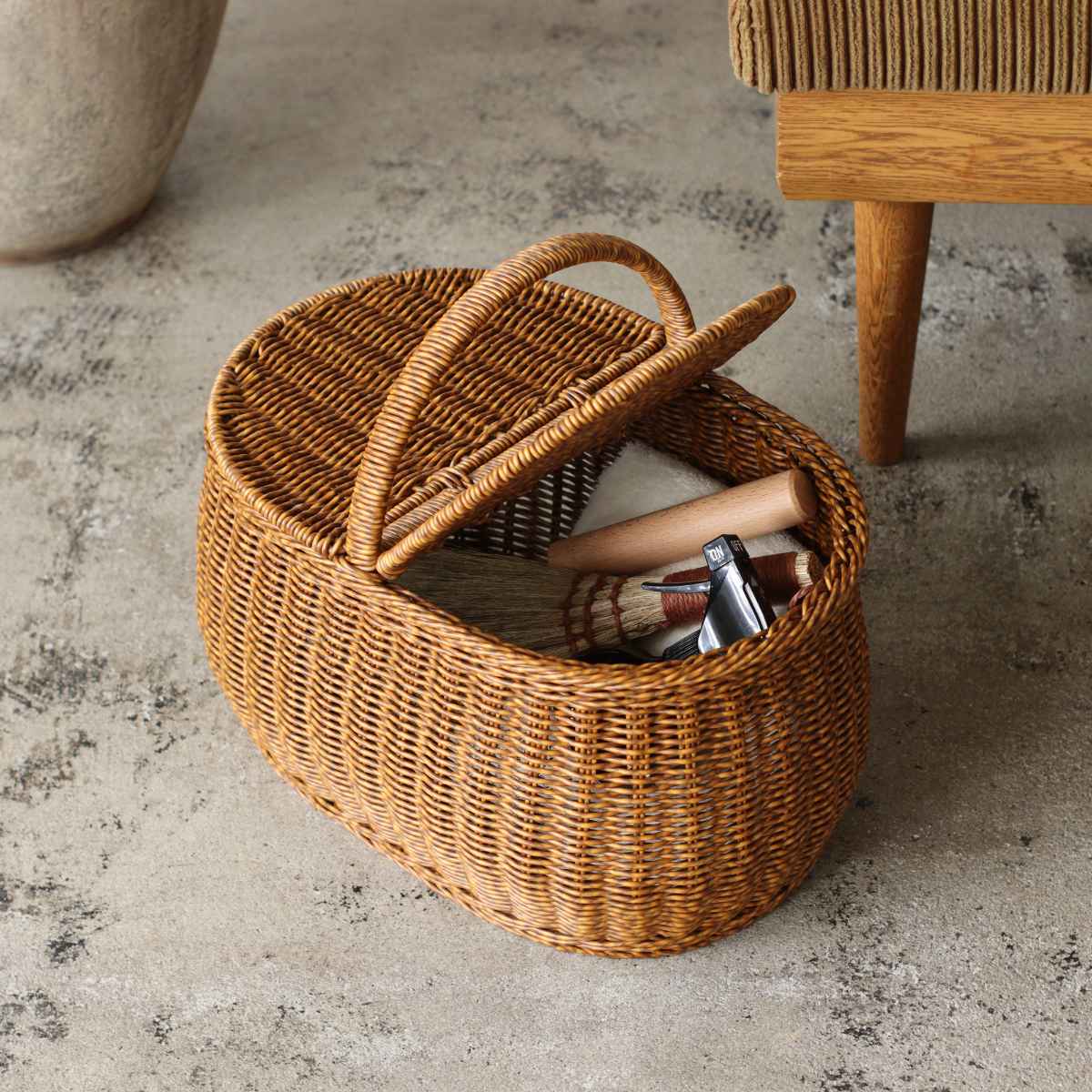 Creer バスケット ユティル オーバルピクニックバスケット 洗える