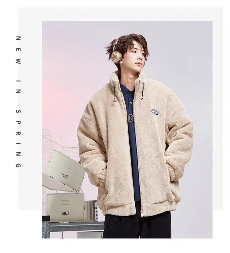 フリースジャケット メンズ ボアジャケット スタンドカラー ボア