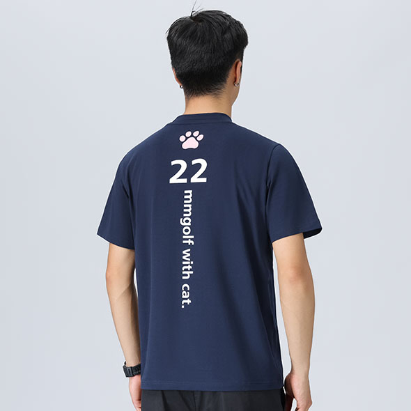 モックネック ゴルフシャツ 半袖Tシャツ 猫 メンズ ストレッチ