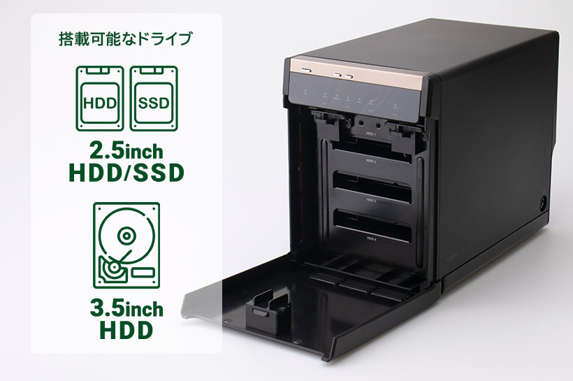 ロジテック Type-C 2.5インチ HDD / SSD ケース 4台 搭載可能 4BAY 3.5