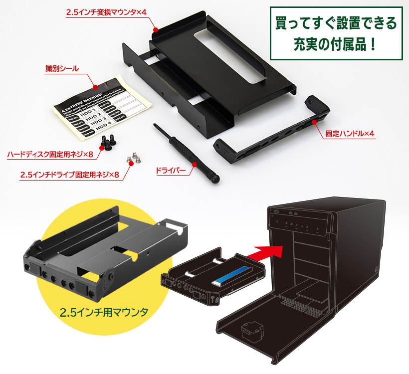ロジテック Type-C 2.5インチ HDD / SSD ケース 4台 搭載可能 4BAY 3.5