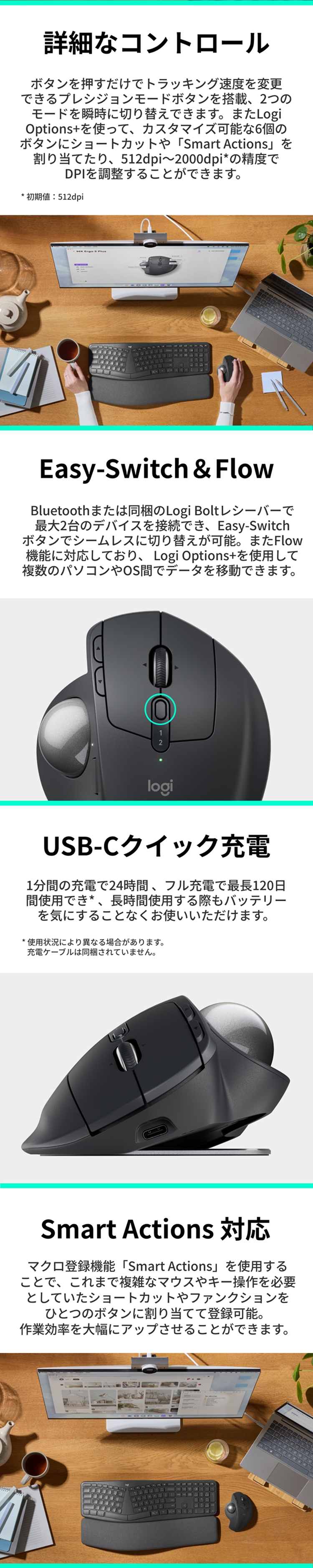 logicool（ロジクール） マウス トラックボール MXTB2 MX ERGO S